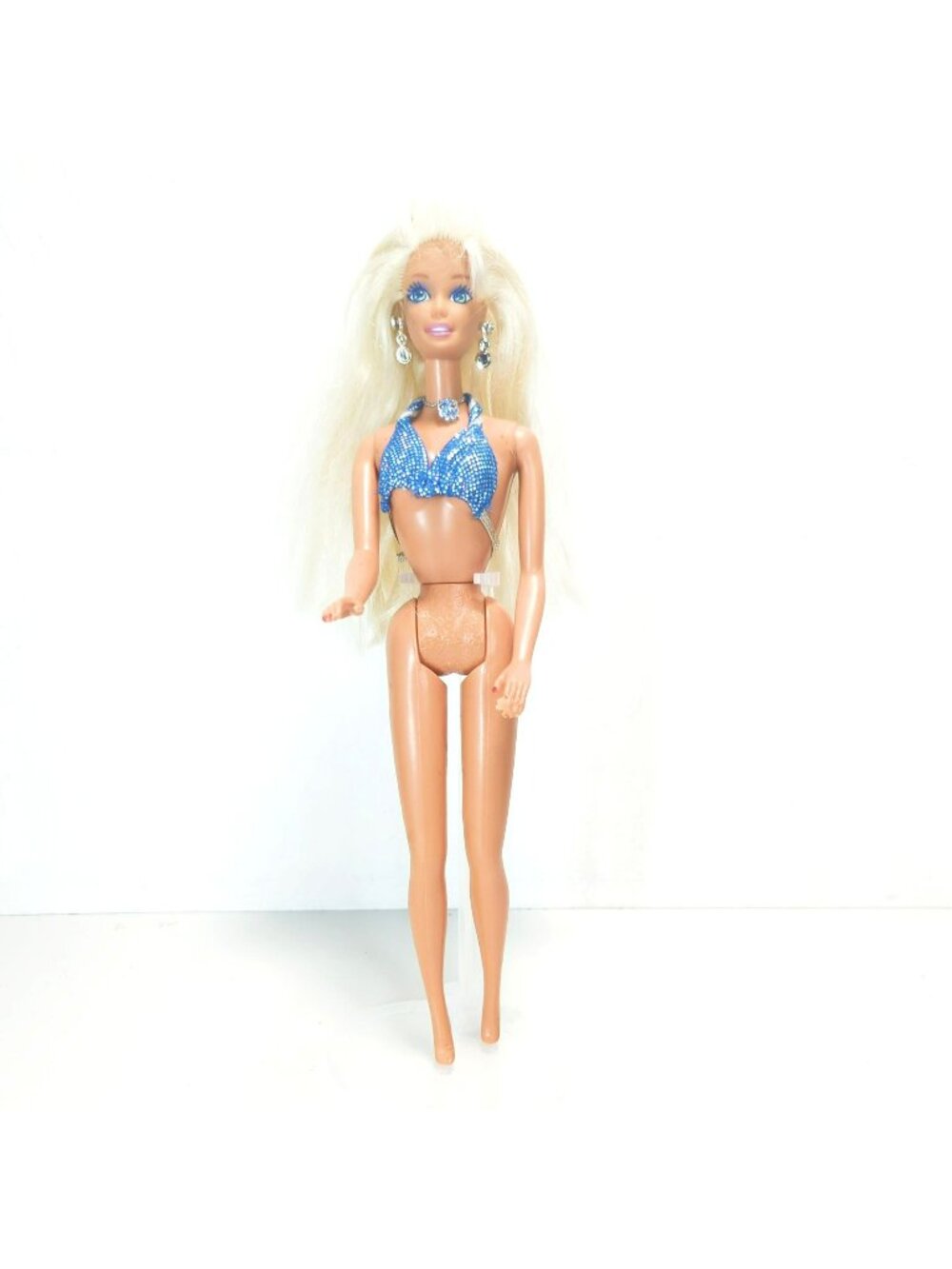 Barbie Sparkle Beach Doll 1995 Blonde Blue Bikini Top Earrings